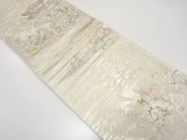 引箔寺塔模様織出し袋帯